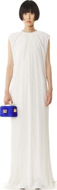 Lanvin White Embroidered Dress In Charmeuse