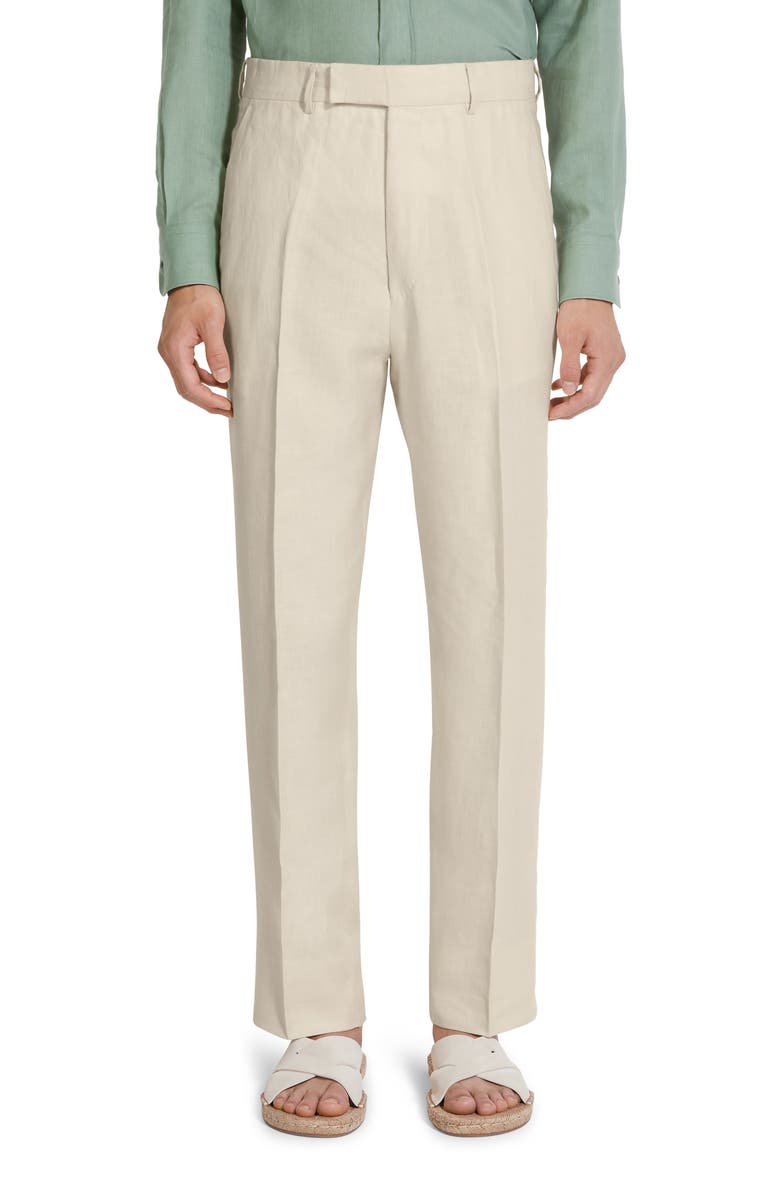 ZEGNA Oasi Linen Trousers, Main, color, Iuta Beige