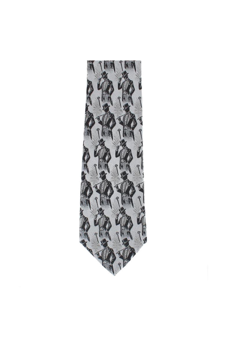 Trafalgar Big & Tall Ambrose Dapper Night Silk Novelty Necktie, Alternate, color, Silver And Black