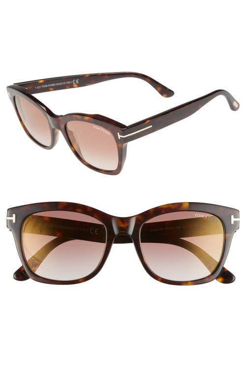 Tom Ford Lauren 02 Mirrored Square Sunglasses In Dark Havana/gradient Brown