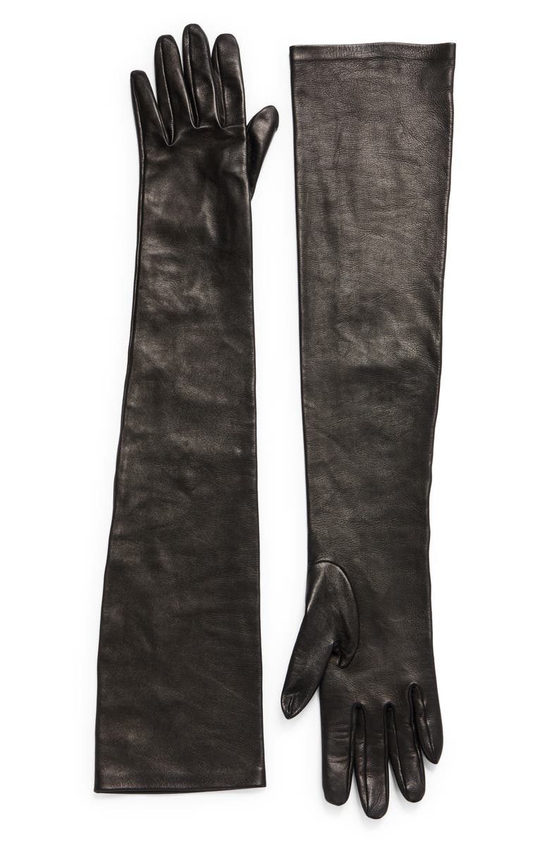 The Row Simon Long Leather Gloves, Main, color,