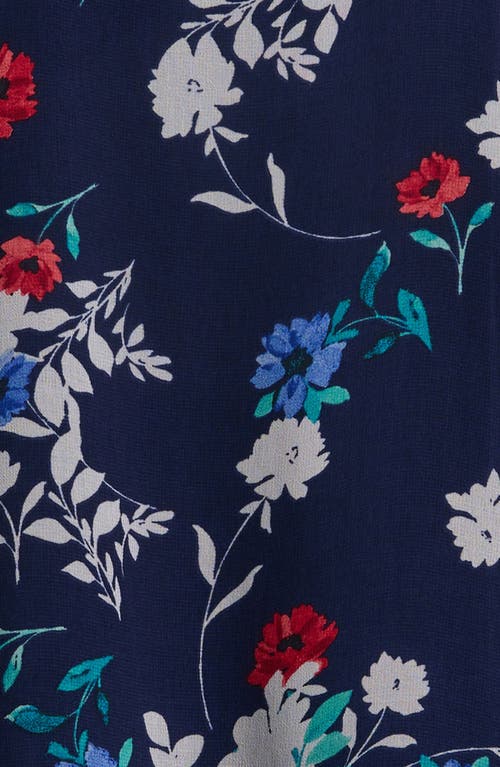 Shop Ava & Yelly Kids' Ruffle Back Sleeveless Shift Dress In Navy Floral
