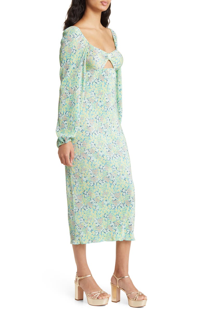 ASOS DESIGN Floral Cutout Long Sleeve Midi Dress, Alternate, color, 