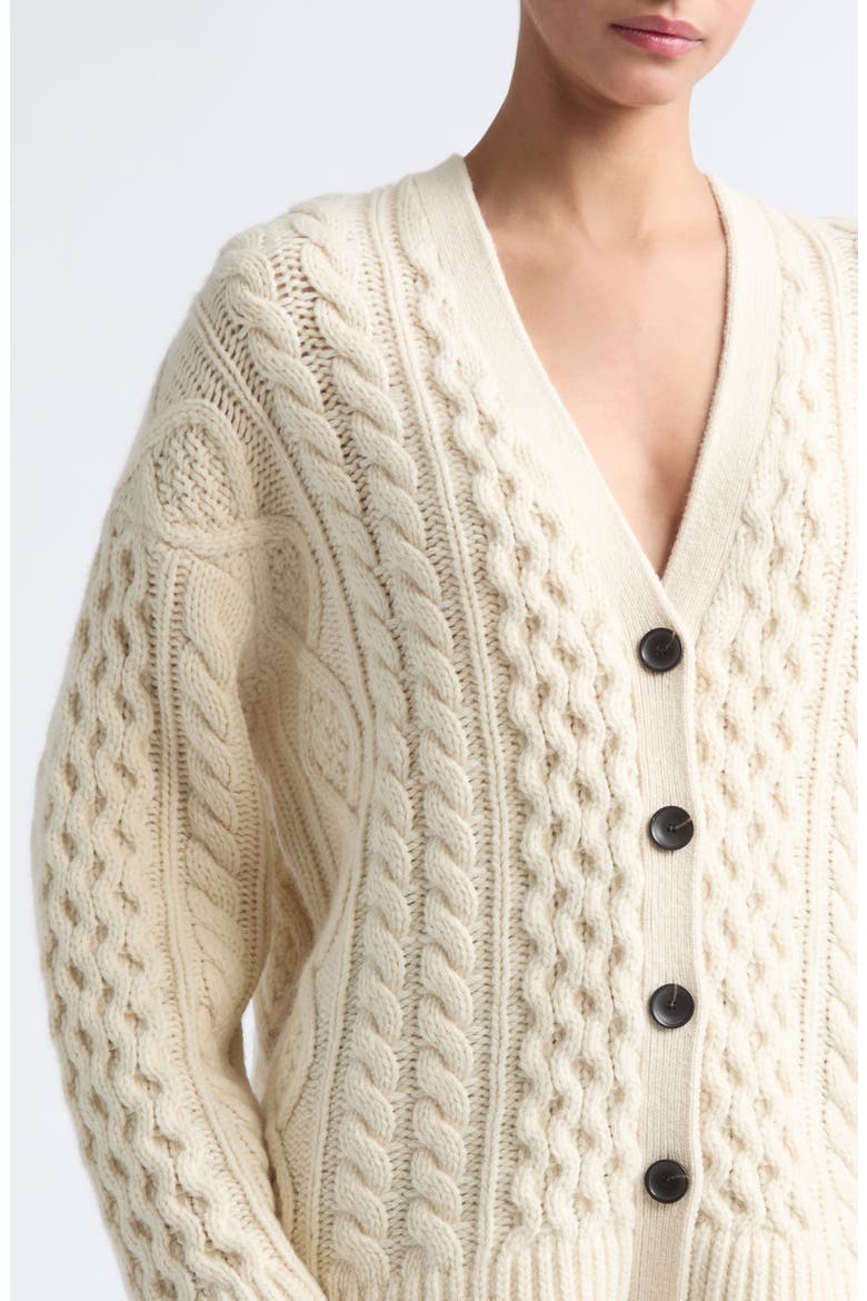 Tear Drop Aran Cardigan, Alternate, color, PEARL