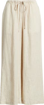 Caslon® Wide Leg Crop Linen Pants