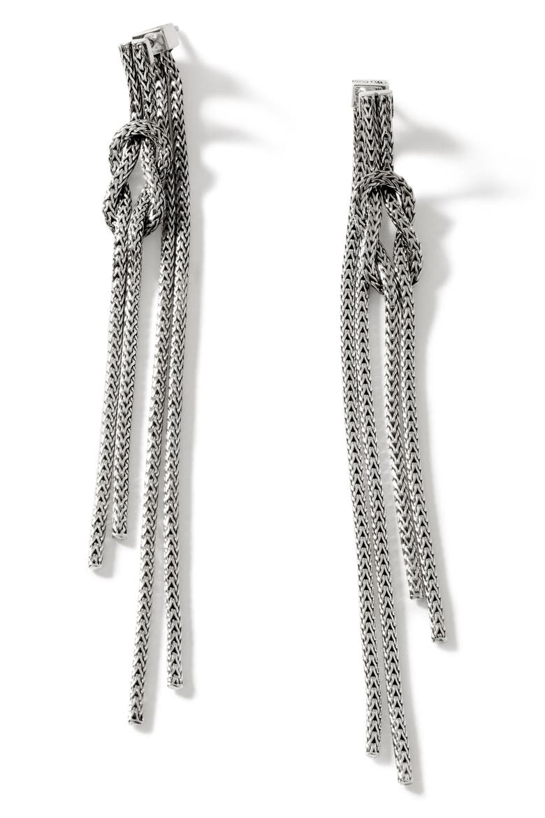 Love Knot Drop Earrings, Main, color, SILVER