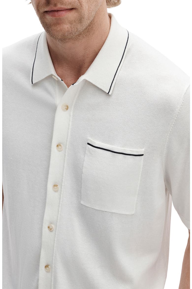 Conrad Silk & Cotton Dalton Knit Button-Up, Alternate, color, CHALK