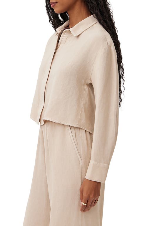 Bella Dahl Oversize Crop Linen Blend Shacket In Neutral