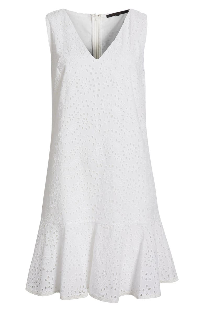 KOBI HALPERIN Eyelet Ruffle Hem Sleeveless Dress, Alternate, color, Ivory