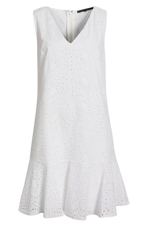 Kobi Halperin Eyelet Ruffle Hem Sleeveless Dress In Ivory