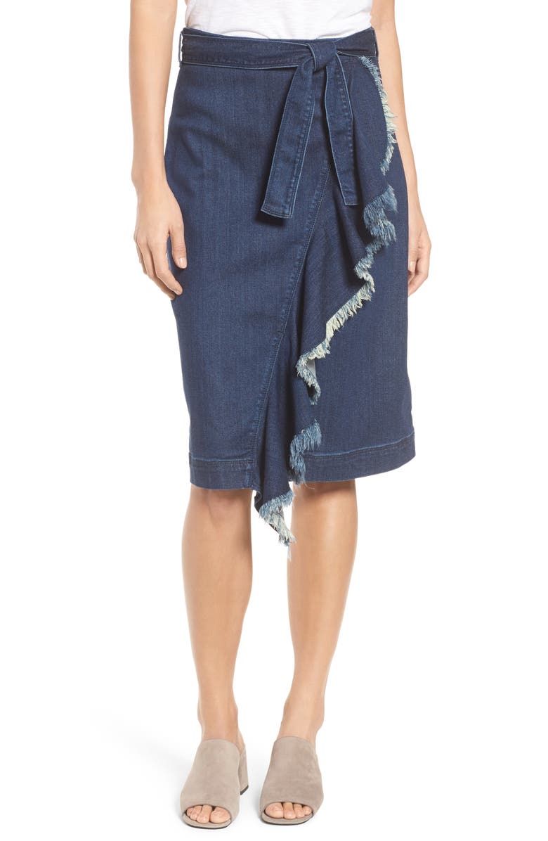 Halogen<sup>®</sup> RUFFLE FRONT DENIM SKIRT, Main, color,
