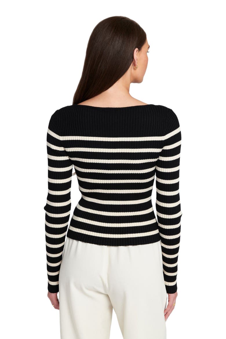 Fine Gauge Light Weight Striped Sweater, Alternate, color, Black/Cream