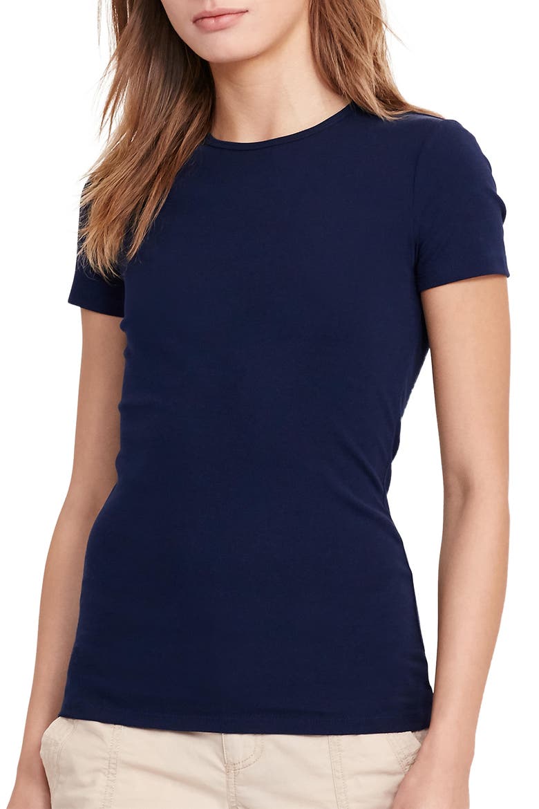 Cotton Blend T-Shirt, Alternate, color, LAUREN NAVY