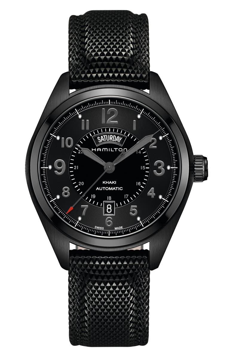 Hamilton Khaki Field Automatic Silicone Strap Watch, 42mm, Main, color,