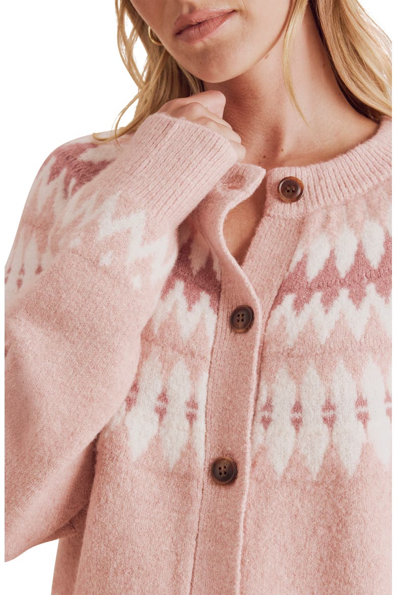 Fina Fair Isle Cardigan, Alternate, color, PINK MOUSSE