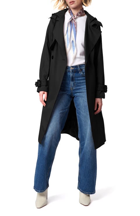 Double Breasted Hooded Trench Coat