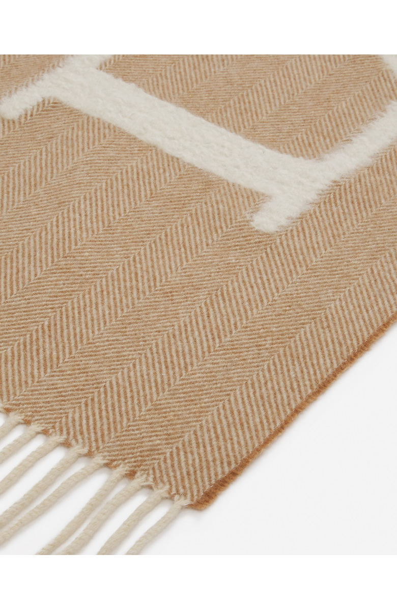 Lanvin Signature Fringed Wool Scarf, Alternate, color, Mastic-Ecru