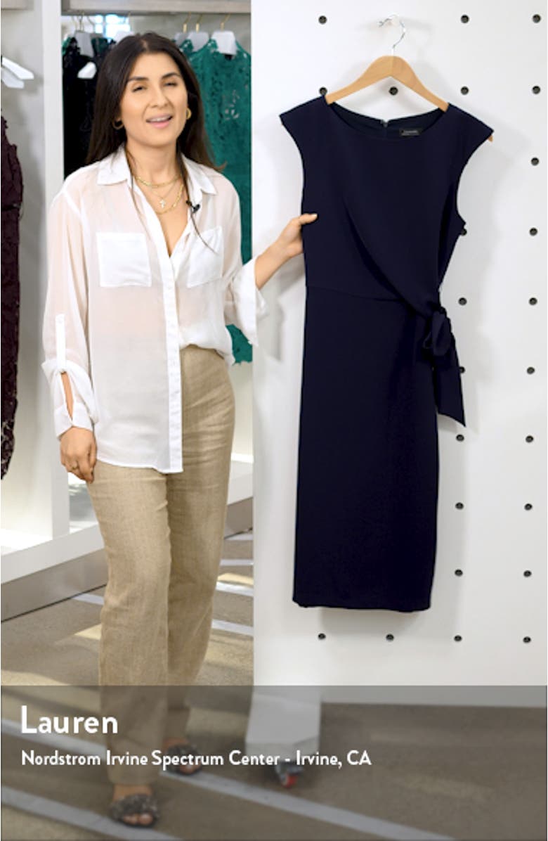 Cap Sleeve Crepe Sheath Dress, sales video thumbnail
