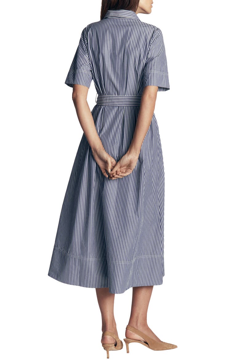 Striped Cotton Midi Shirt Dress, Alternate, color, NAVY IVORY FINE STRIPE