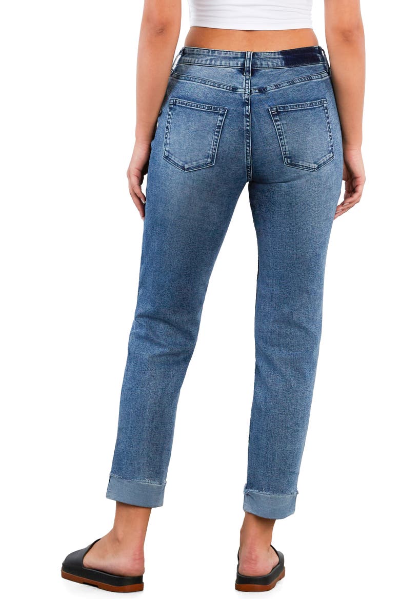 Raw Hem High Waist Slim Boyfriend Jeans, Alternate, color, VERA BLUE