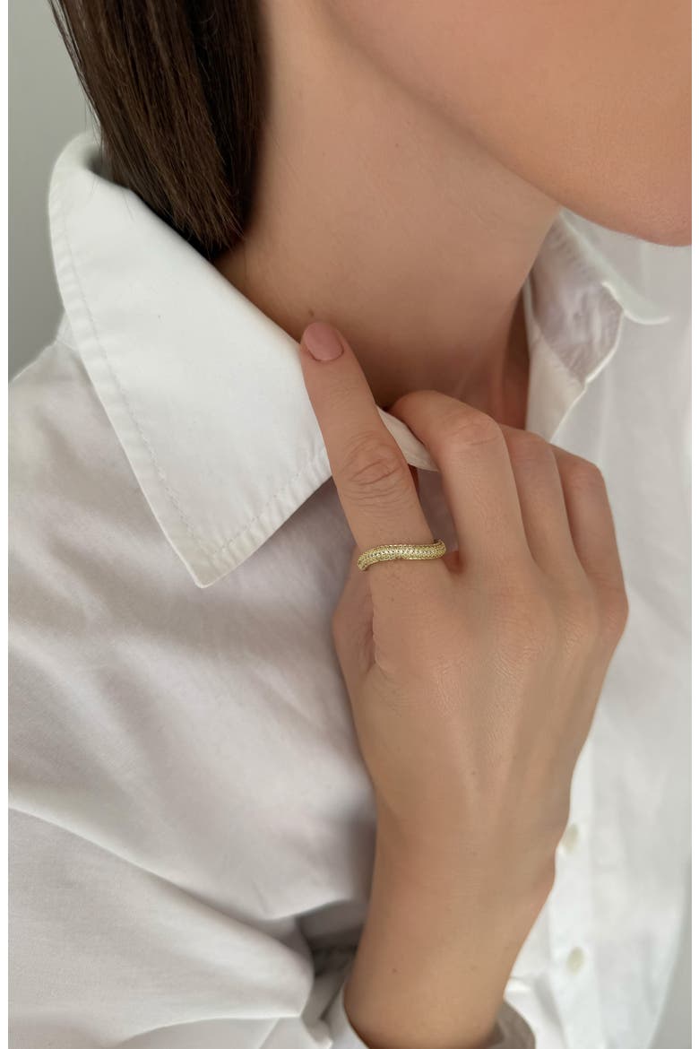 Pavé Cubic Zirconia Curved Chunky Band Ring, Alternate, color, GOLD