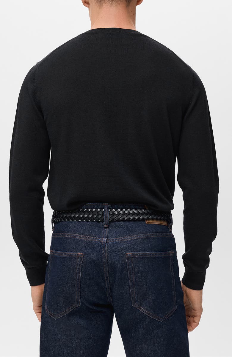 MANGO Crewneck Wool Sweater, Alternate, color, Black