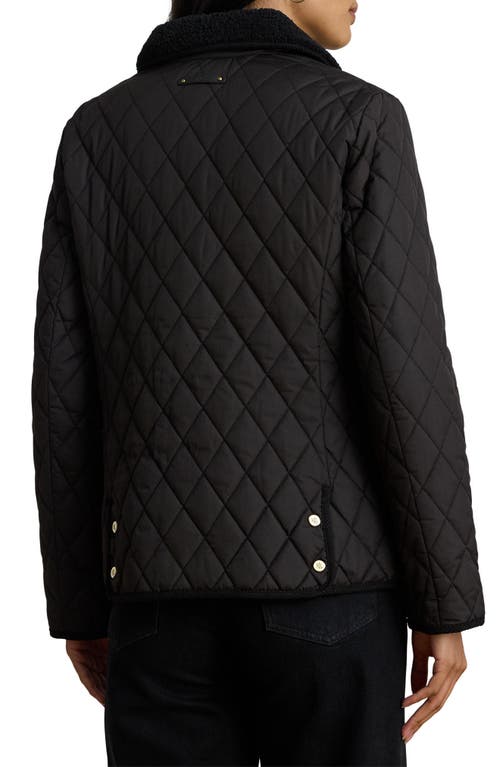 Ralph Lauren Lauren Quilted Faux Shearling Collar Jacket In Black