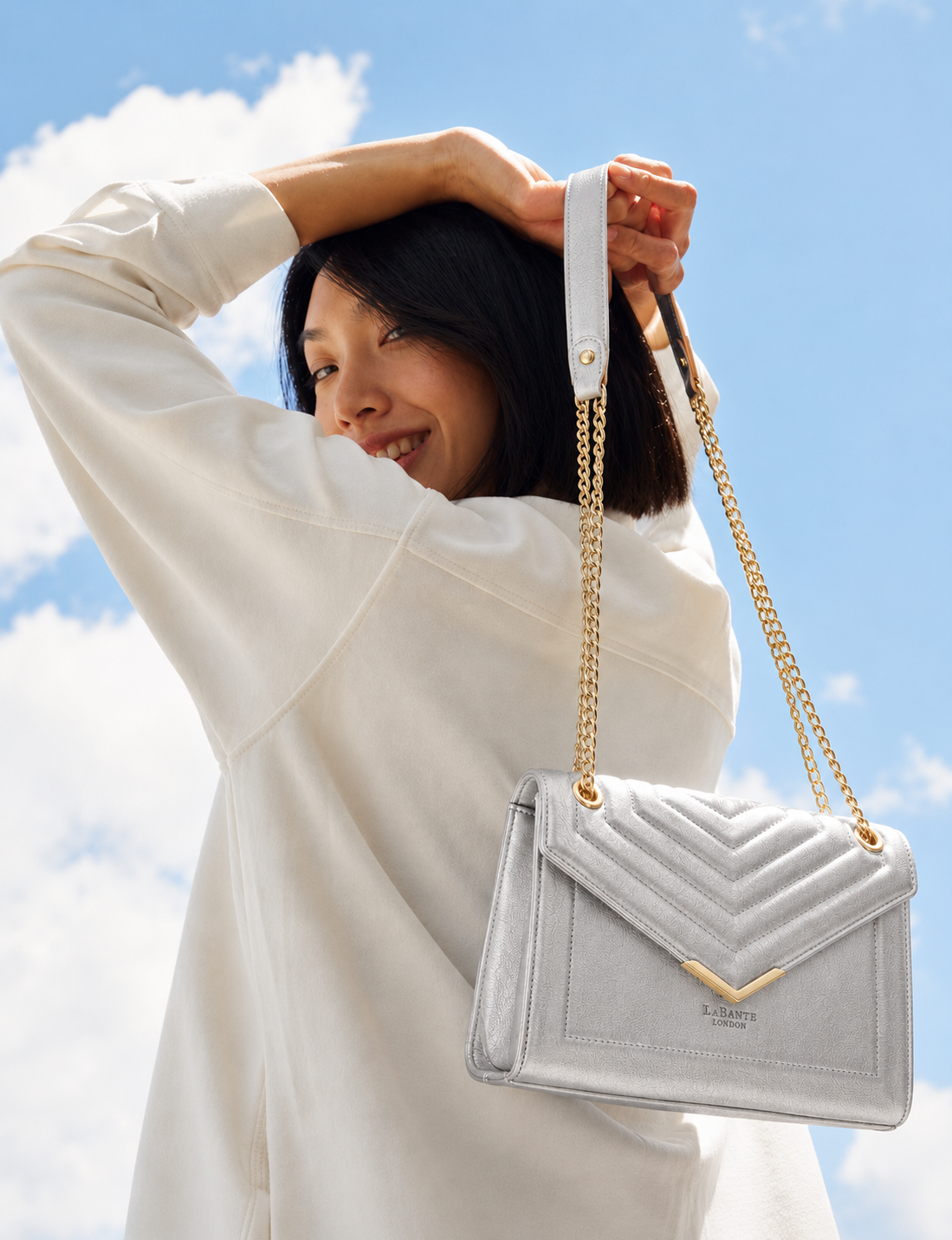 Kensington Vegan Cross-Body Bag, Alternate, color, Silver