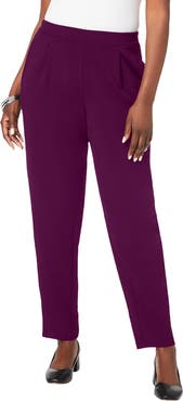 Jessica London Stretch Knit Crepe Straight Leg Pants