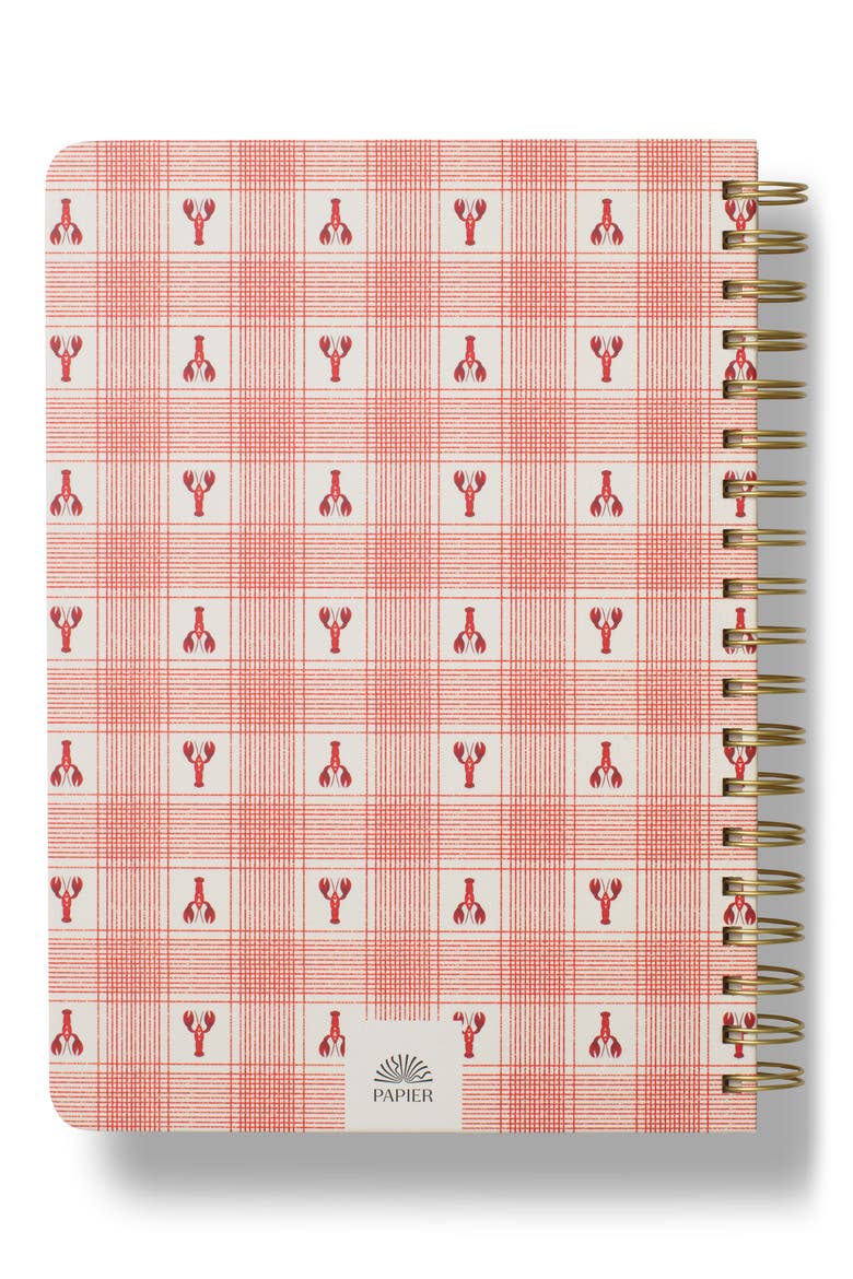 Lobster Gingham Recipe Journal, Alternate, color, RED