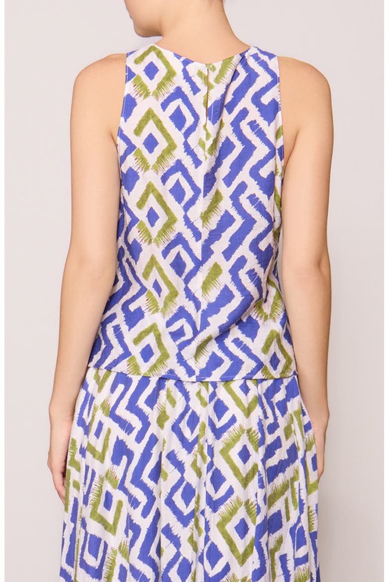 Geo Print Faux Peplum Tank, Alternate, color, BLUE GREEN PRINT