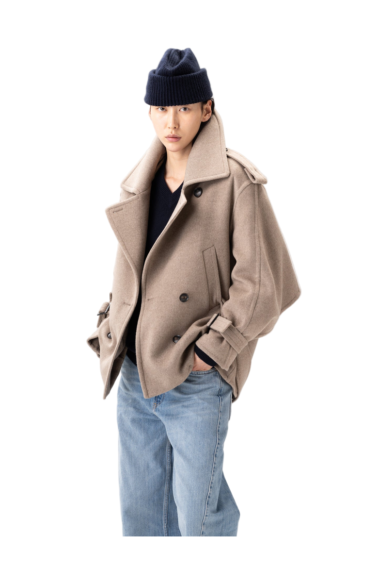 Trench-Style Cashmere Peacoat, Main, color, taupe