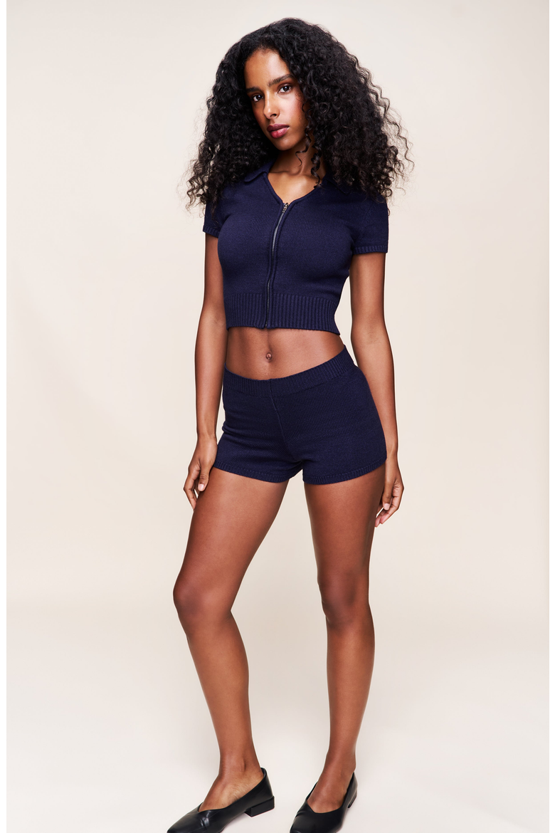 Calesia Knit Shorts, Alternate, color, Navy