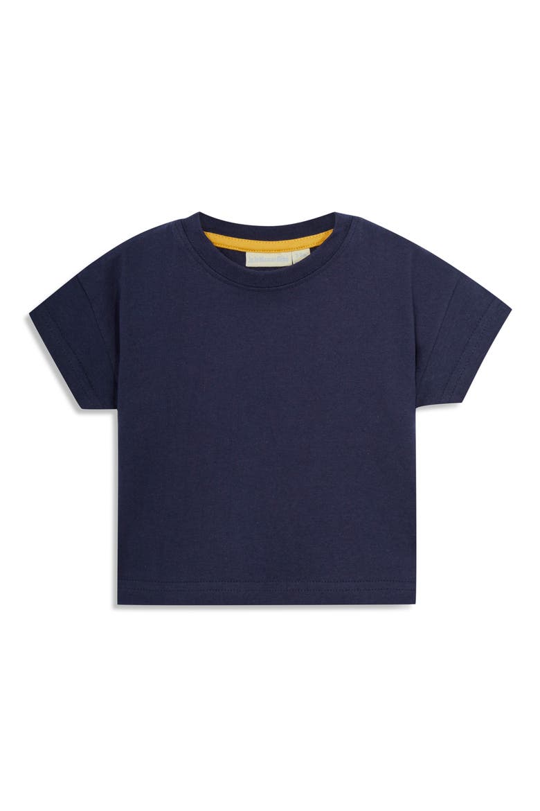 Cotton T-Shirt & Stripe Overalls Set, Alternate, color, NAVY