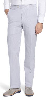 Berle Flat Front Stripe Cotton Seersucker Pants