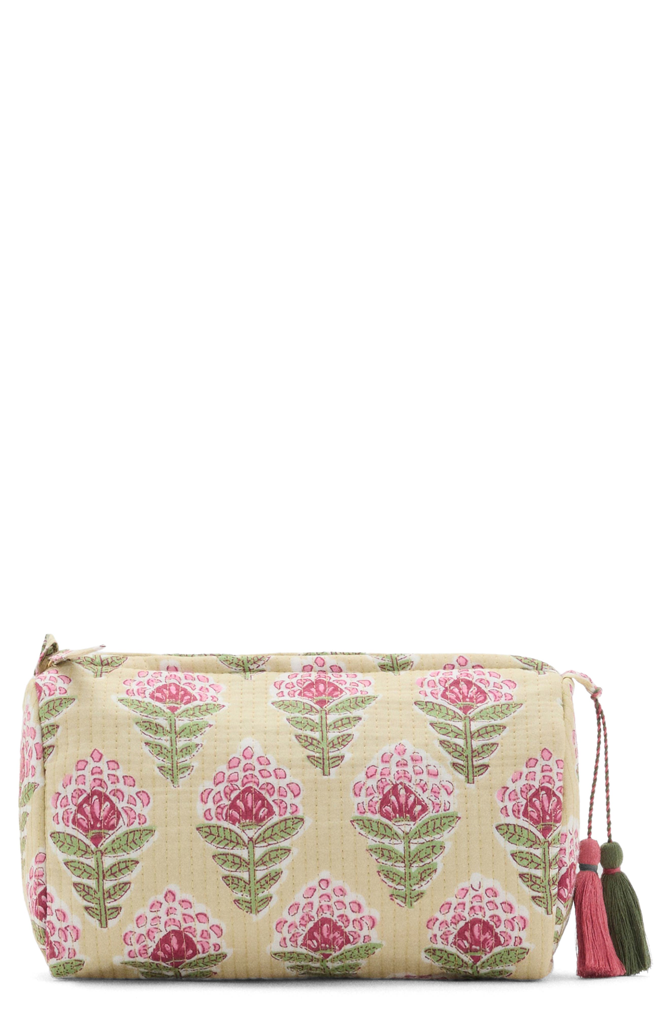 MANGO Textured Cotton Cosmetics Bag, Main, color, 