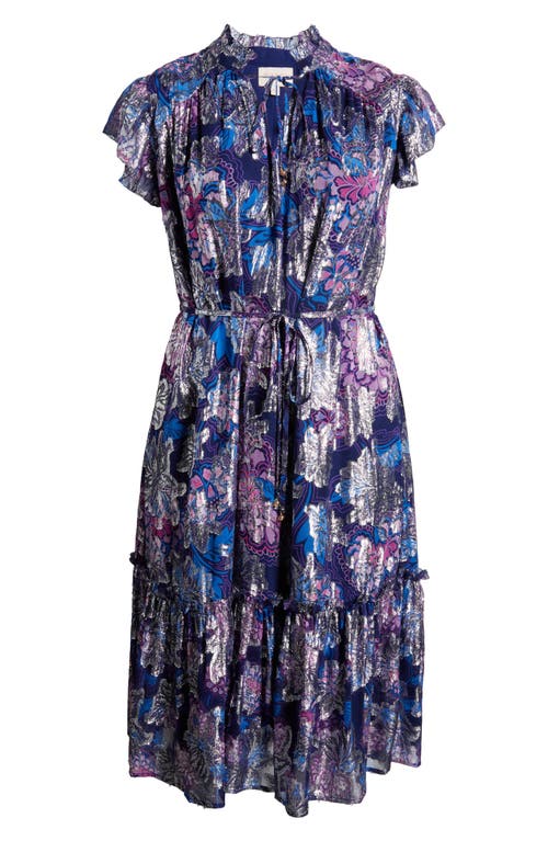 Ciebon Hilma Metallic Floral Print A-line Dress