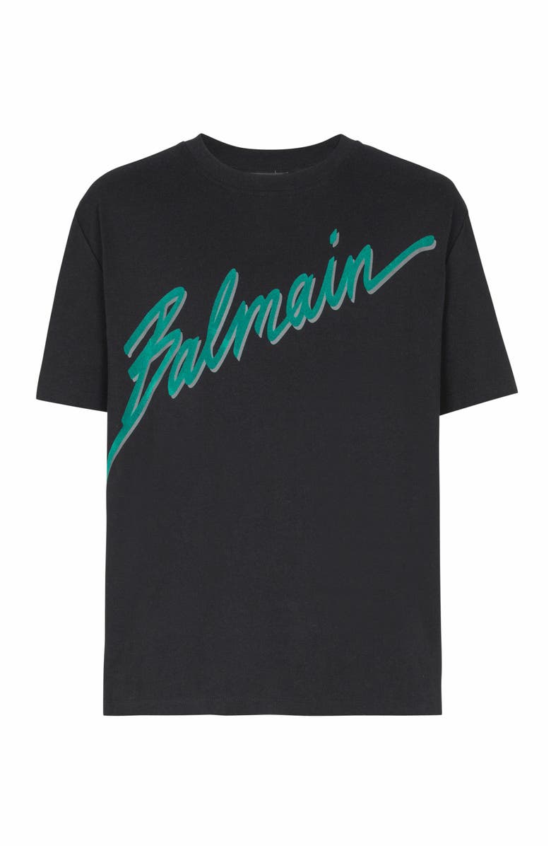 Balmain Lettre Flocked T-Shirt In Cotton, Alternate, color,