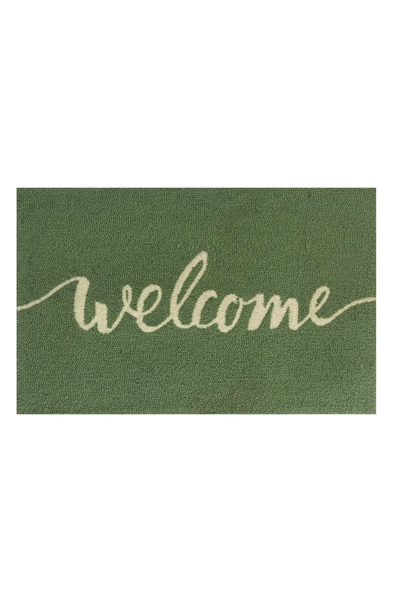 R16 HOME Welcome Doormat, Main, color, Fern White