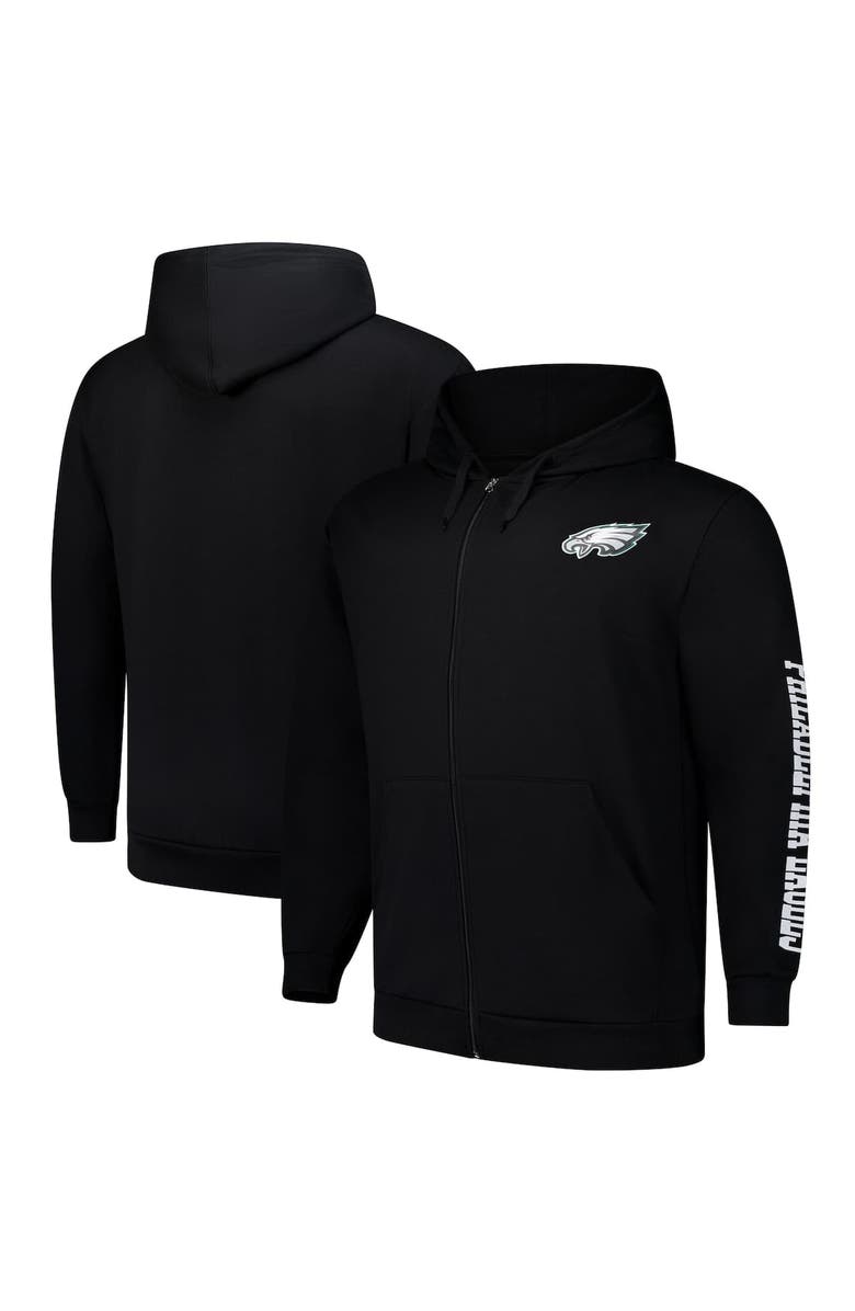 FANATICS Men's Fanatics  Black Philadelphia Eagles Big & Tall Full-Zip Hoodie, Main, color, 