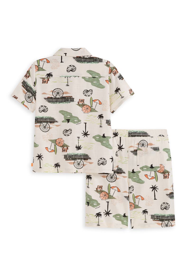 Button-Up Shirt & Shorts Set, Alternate, color, EGGNOG