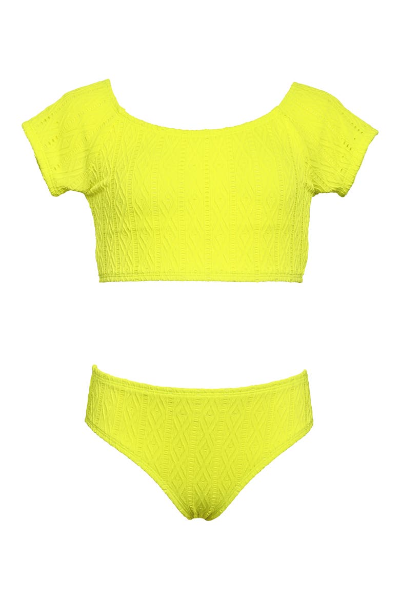 Kids' Apple Cap Sleeve Two-Piece Swimsuit, Main, color, CITRON