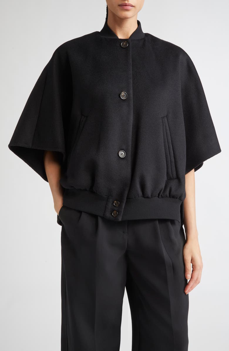 Max Mara Leticia Double Face Cashmere Cape, Main, color, Nero