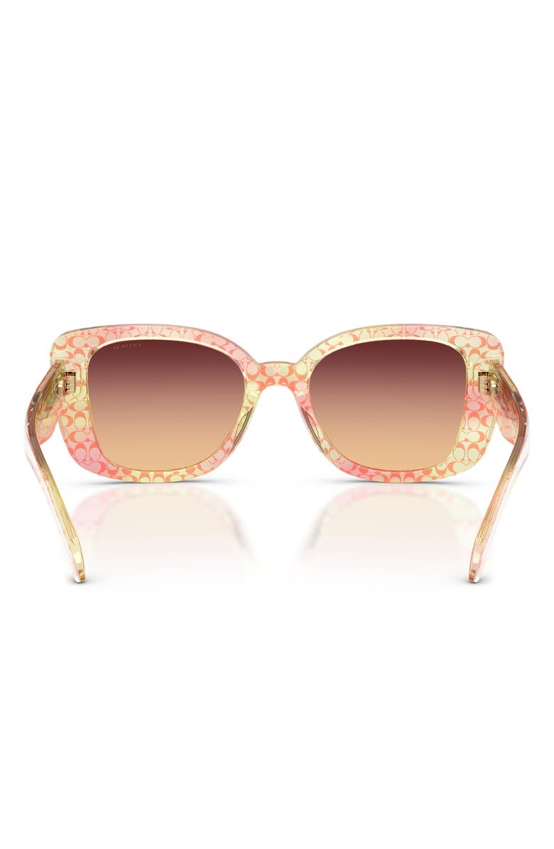 COACH 52mm Gradient Square Sunglasses, Alternate, color, Transparent Peach Signature C