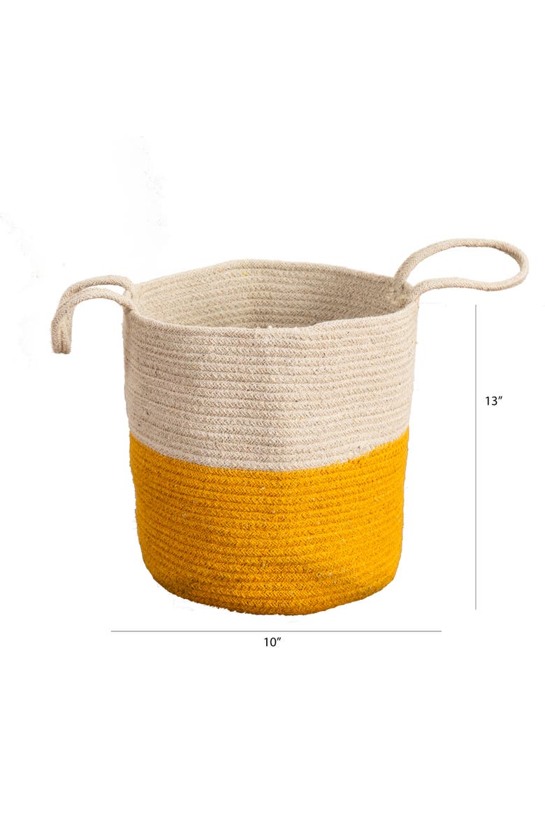12-in Handmade Natural Cotton Woven Basket Planter, Alternate, color, Beige