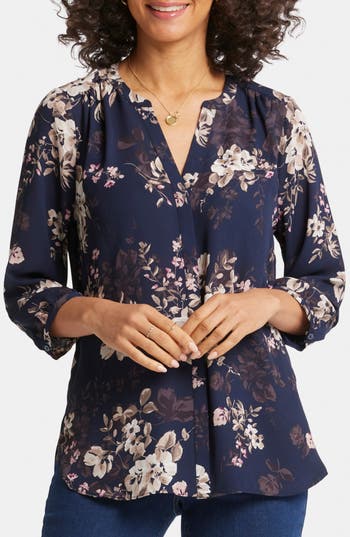 Nydj Pintuck Blouse In Blue