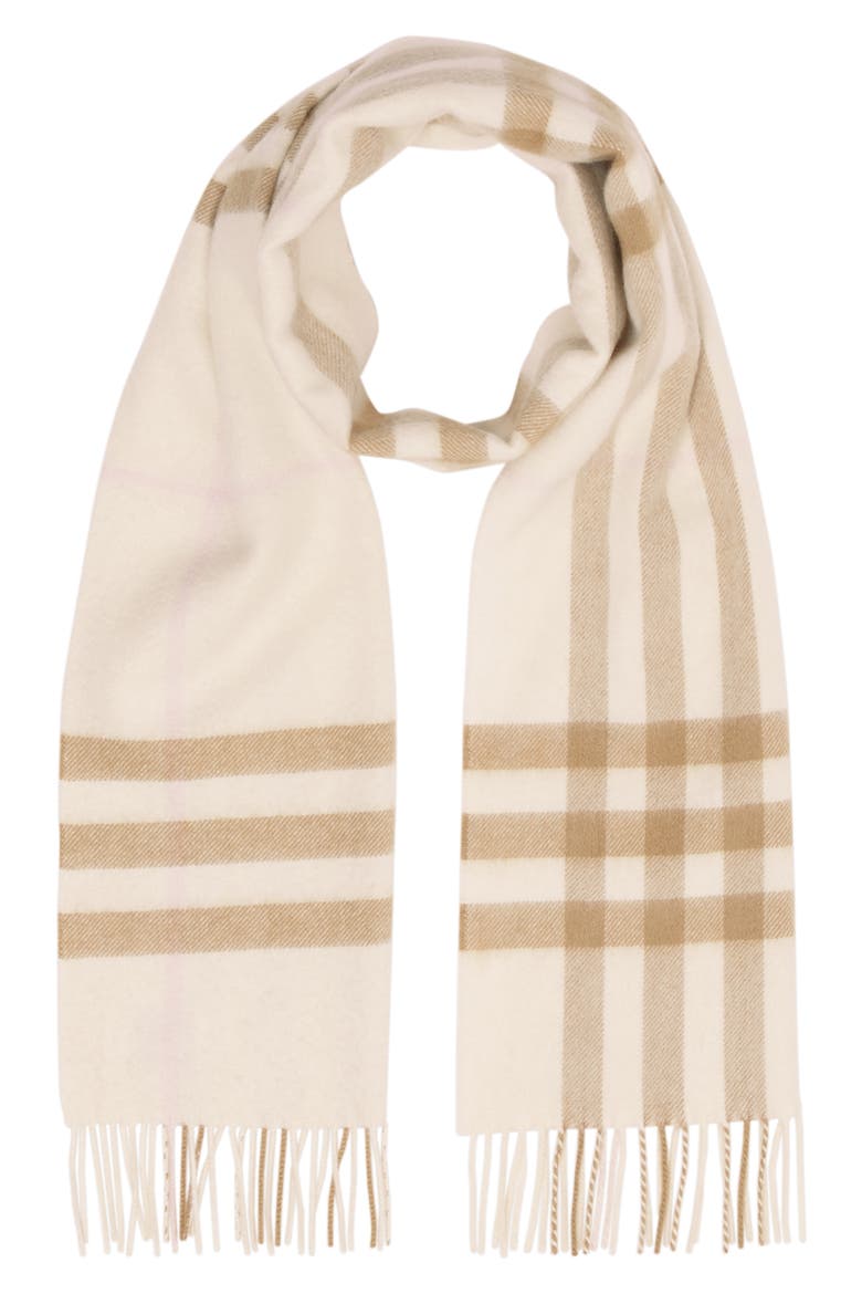 Icon Check Cashmere Scarf, Alternate, color, WHITE/ ALABASTER