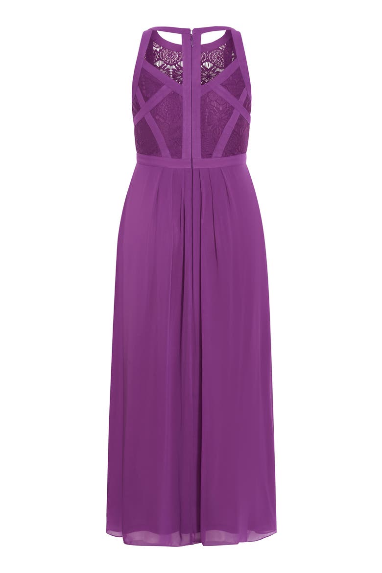 Chiffon & Lace Maxi Dress, Alternate, color, HOLLYHOCK
