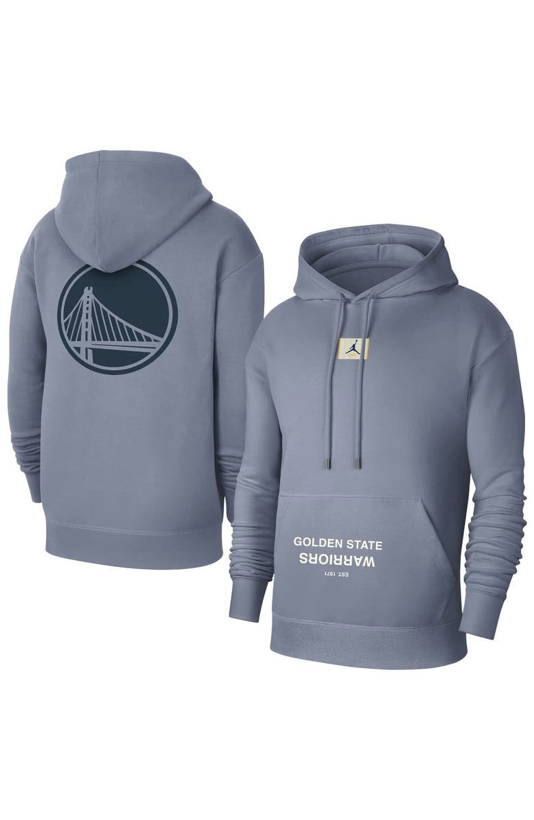 Jordan Brand Men's Jordan Brand Gray Golden State Warriors Courtside Statement Edition Pullover Hoodie, Main, color, 