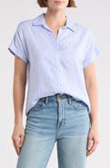 beachlunchlounge Kenzie Stripe Short Sleeve Button-Up Shirt